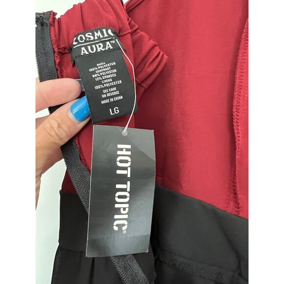 Red & Black O-Ring Hi-Low Goth Vibes Dress NEW Size Large - Picture 6 of 9